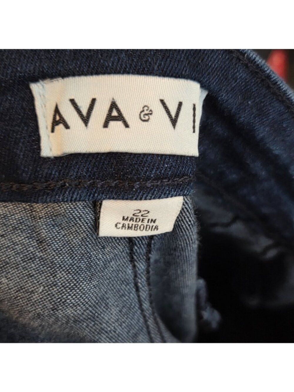 Ava & Viv Wide Leg Cropped Jeans Plus Size Raw Hem Dark Wash Denim 22 - Picture 8 of 10